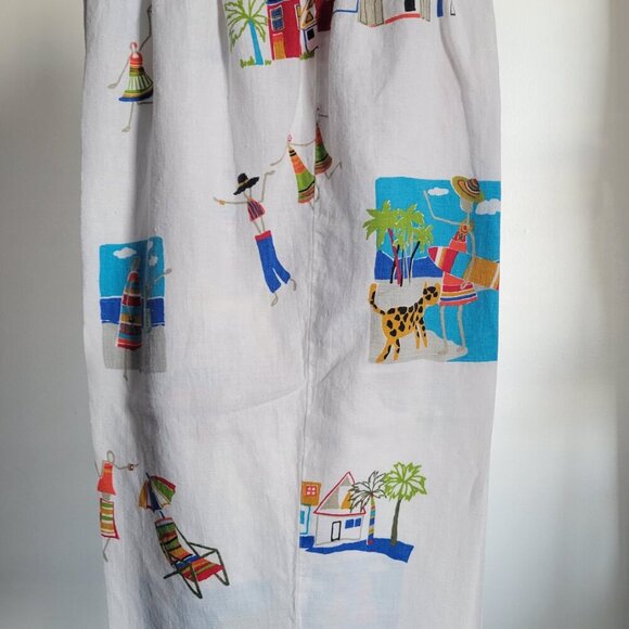 Marc Ware Hot Cotton Vintage Beach Graphic Print Linen Capri Pant (Size: 1X) - Picture 10 of 15